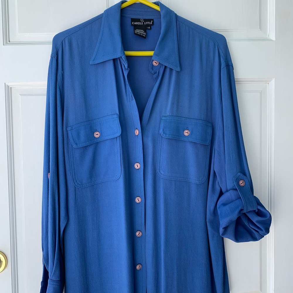 Blue Long Sleeve Carol Little Shirt Size 12 Rayon